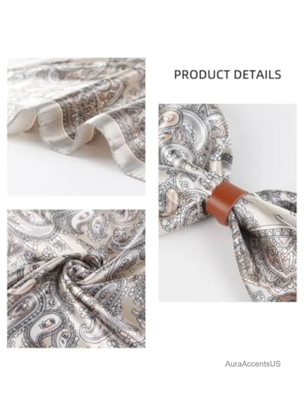 23.6 Inches Square Bandana Wild Rag Cowboy Scarf with Leather Buckle